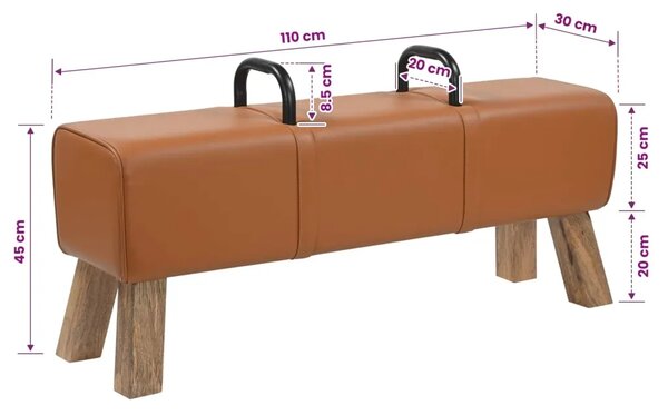 Klupa Smeđa 110 x 30 x 45 cm Prava koža - Smeđa