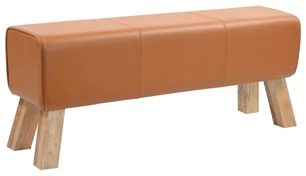 Klupa 110 x 30 x 45 cm Prava koža Smeđa - Smeđa
