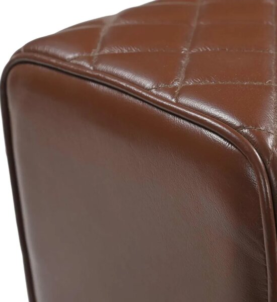 Klupa 110 x 30 x 45 cm Prava koža Smeđa dijamantna - Smeđa dijamantna
