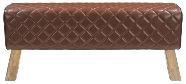 Klupa 110 x 30 x 45 cm Prava koža Smeđa dijamantna - Smeđa dijamantna