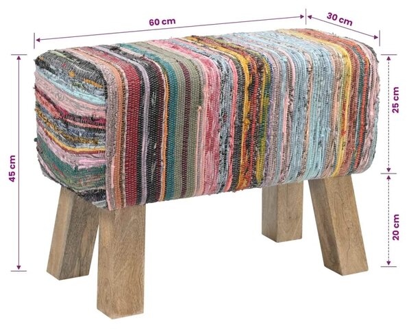 Klupa 60 x 30 x 45 cm Prava koža Šareni - Šareni