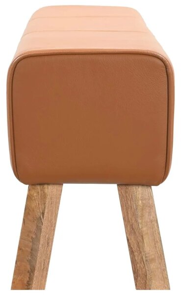 Klupa 110 x 30 x 45 cm Prava koža Smeđa - Smeđa