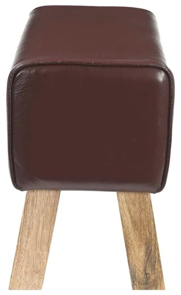 Klupa 60 x 30 x 45 cm Prava koža Tamno smeđa - Tamno smeđa