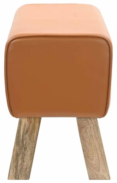 Klupa 60 x 30 x 45 cm Prava koža Smeđa - Smeđa