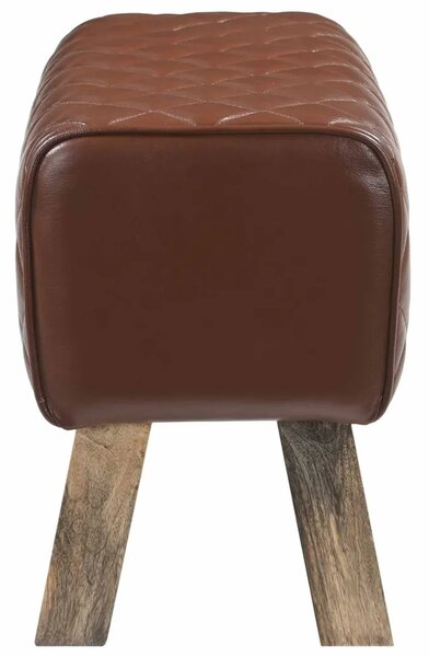 Klupa 60 x 30 x 45 cm Prava koža Smeđa dijamantna - Smeđa dijamantna