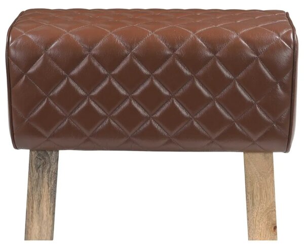 Klupa 60 x 30 x 45 cm Prava koža Smeđa dijamantna - Smeđa dijamantna
