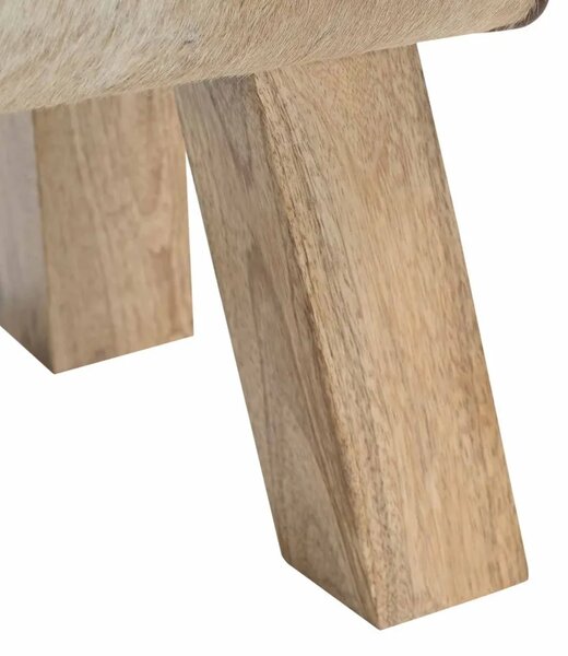 Klupa 40 x 30 x 45 cm Prava koža Smeđa i bijela - Smeđa i bijela