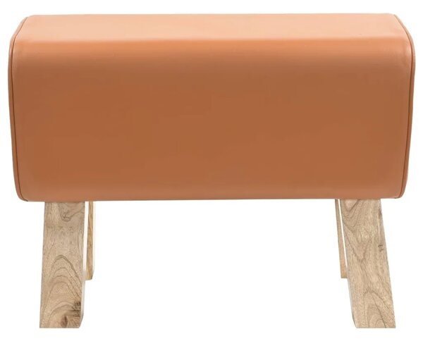 Klupa 60 x 30 x 45 cm Prava koža Smeđa - Smeđa