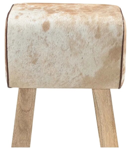 Klupa 40 x 30 x 45 cm Prava koža Smeđa i bijela - Smeđa i bijela