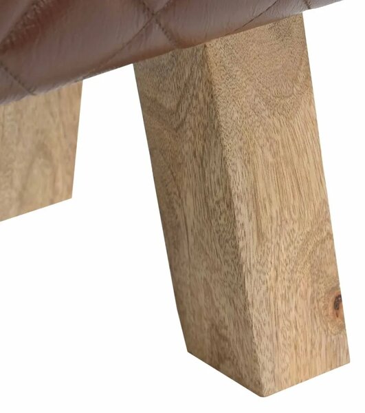Klupa 60 x 30 x 45 cm Prava koža Smeđa dijamantna - Smeđa dijamantna