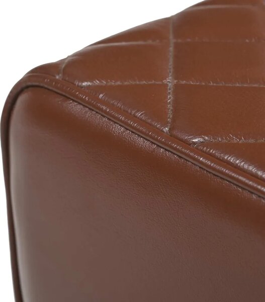 Klupa 60 x 30 x 45 cm Prava koža Smeđa dijamantna - Smeđa dijamantna