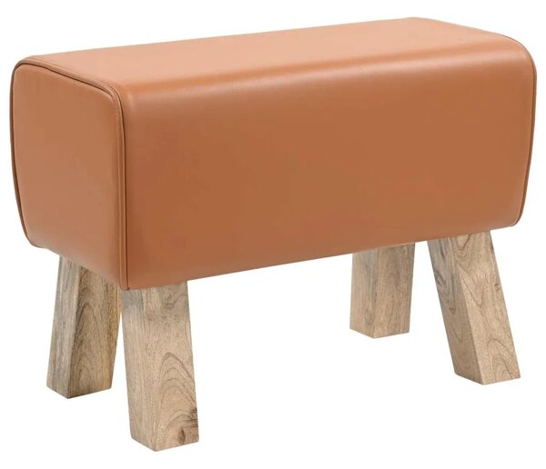 Klupa 60 x 30 x 45 cm Prava koža Smeđa - Smeđa