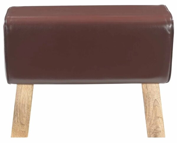 Klupa 60 x 30 x 45 cm Prava koža Tamno smeđa - Tamno smeđa