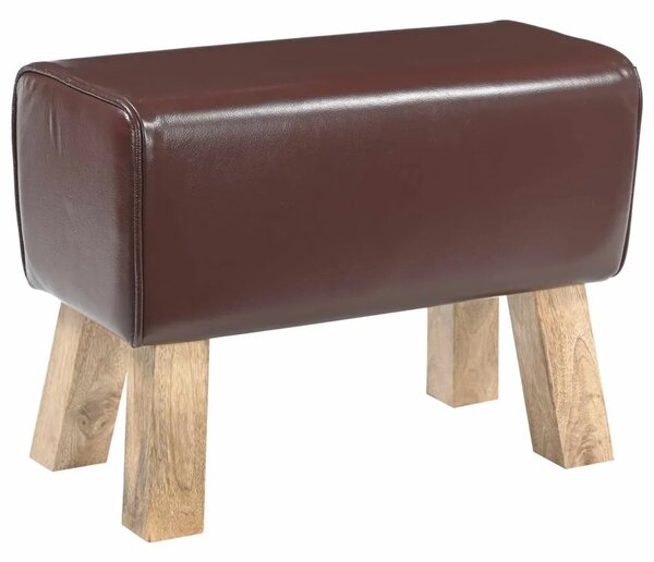 Klupa 60 x 30 x 45 cm Prava koža Tamno smeđa - Tamno smeđa