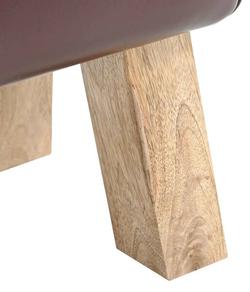 Klupa 60 x 30 x 45 cm Prava koža Tamno smeđa - Tamno smeđa