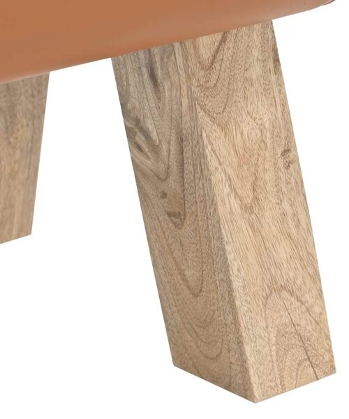 Klupa 60 x 30 x 45 cm Prava koža Smeđa - Smeđa