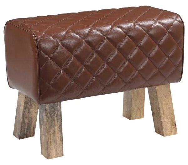 Klupa 60 x 30 x 45 cm Prava koža Smeđa dijamantna - Smeđa dijamantna