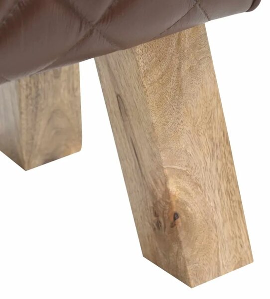 Klupa 40 x 30 x 45 cm Prava koža Smeđa dijamantna - Smeđa dijamantna