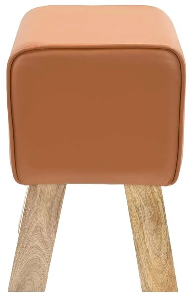 Klupa 40 x 30 x 45 cm Prava koža Smeđa - Smeđa