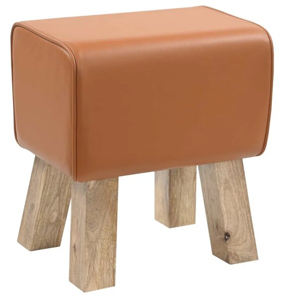 Klupa 40 x 30 x 45 cm Prava koža Smeđa - Smeđa