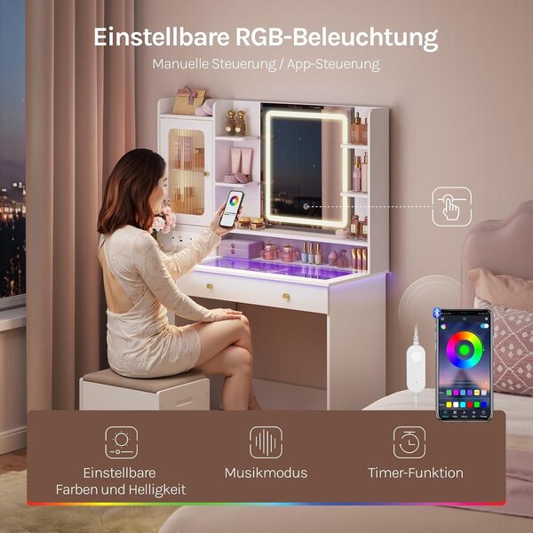 Toaletni stolić s RGB i LED rasvjetom