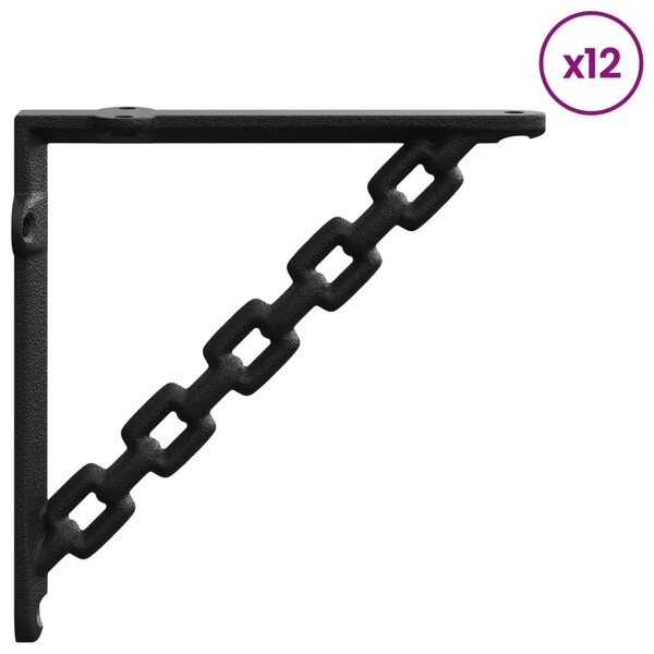 Nosači za zidne police 12 kom. Crna 21 x 21 x 3.5 cm Čelik - Crna 21 x 21 cm 12