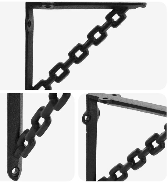 Nosači za zidne police 12 kom. Crna 21 x 21 x 3.5 cm Čelik - Crna 21 x 21 cm 12