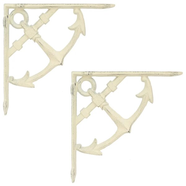 Nosači za zidne police 2 kom. antička bijela 21 x 21 x 3.5 cm - antička bijela 21 x 21 cm 2