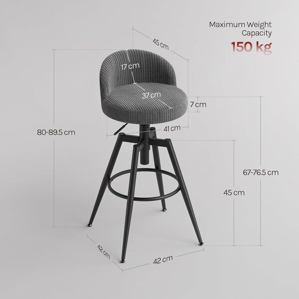 Barska stolica 45D x 42Š x 89,5V cm - Crna