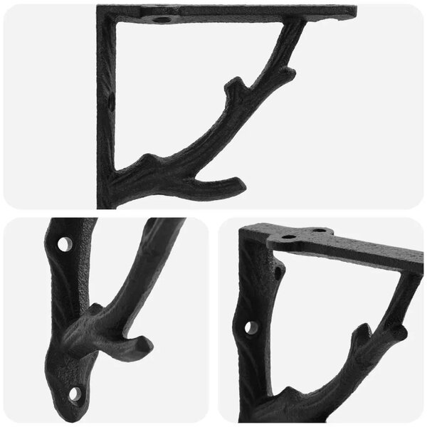 Nosači za zidne police 12 kom. Crna 21.5 x 21.5 x 3.5 cm Čelik - Crna 21 x 21 x 4 cm 12