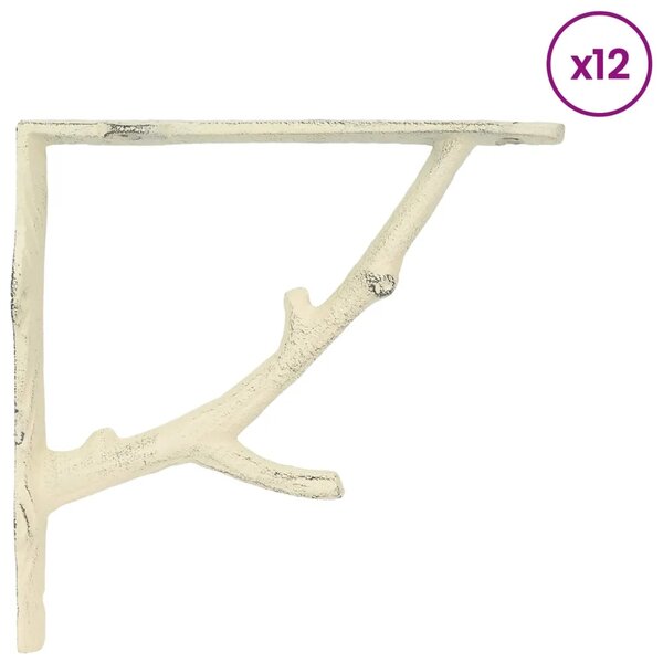 Nosači za zidne police 12 kom. Antička bijela - antička bijela 21 x 21 x 4 cm 12