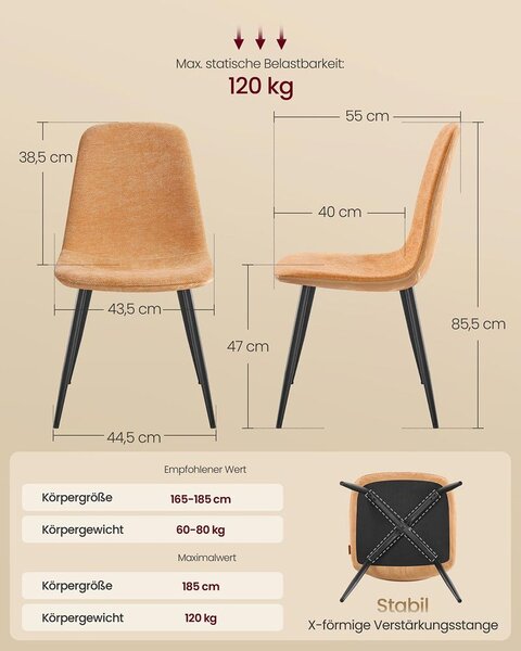 Set blagovaonskih stolica od 4 komada - karamela