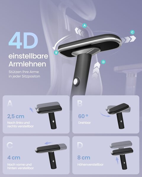 Ergonomska uredska stolica s podesivim naslonom - Bijela