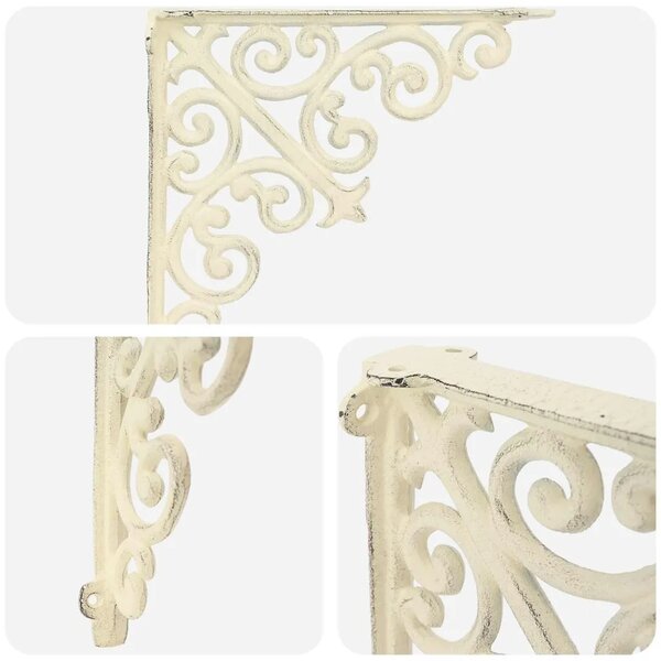 Nosači za zidne police 2 kom. Antič White 24 x 24 x 3 5 cm - antično bijela 23 x 27 5 cm 2