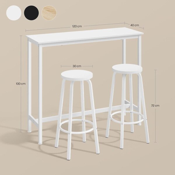 Set barskih stolova s ​​2 barske stolice 120x40x100 cm - Crna