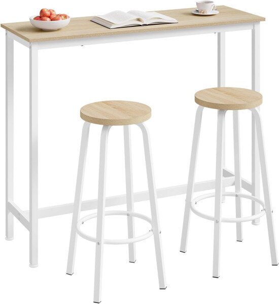 Set barskih stolova s ​​2 barske stolice 120x40x100 cm - svijetli hrast