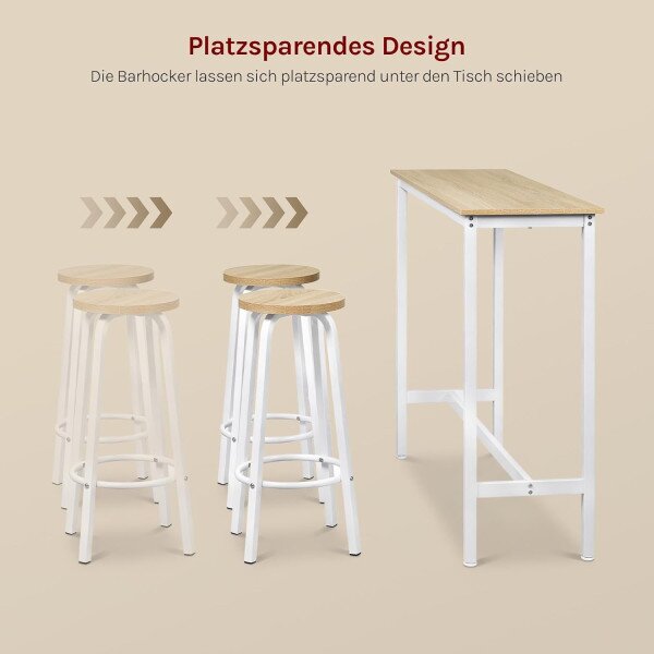 Set barskih stolova s ​​2 barske stolice 120x40x100 cm - Crna