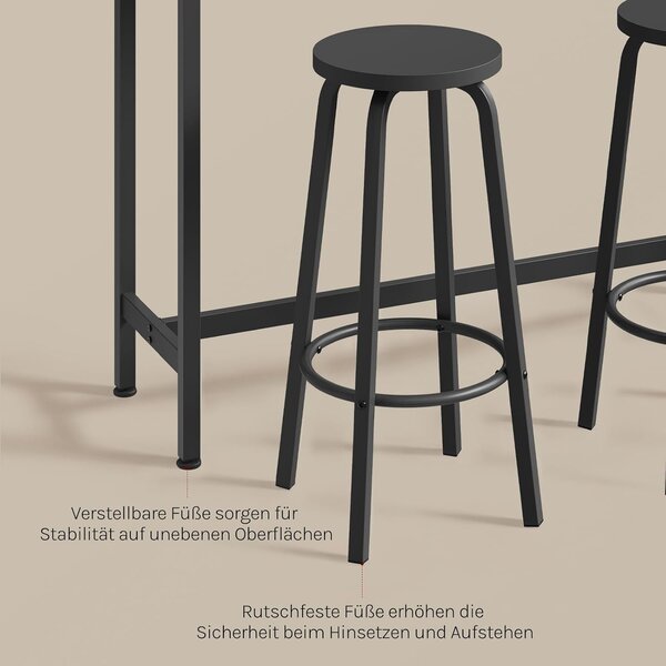 Set barskih stolova s ​​2 barske stolice 120x40x100 cm - Crna