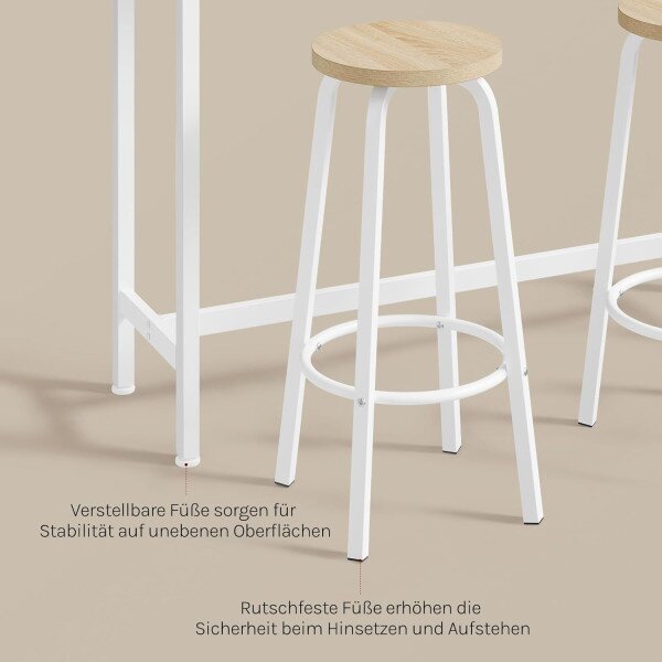 Set barskih stolova s ​​2 barske stolice 120x40x100 cm - Crna