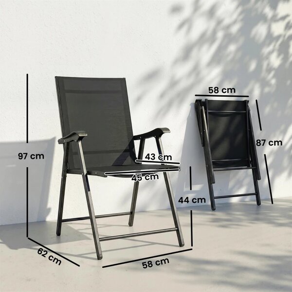 Dvodijelni set sklopivih vrtnih stolica 58 x 62 x 97 cm