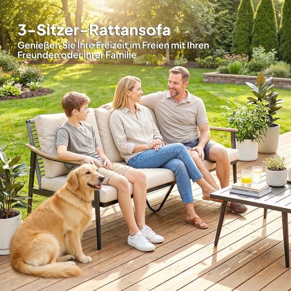 Vrtna sofa od ratana za 3 osobe
