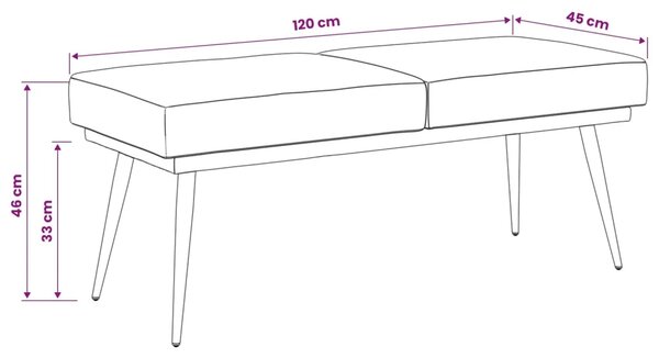 Klupa s dvostrukim slojem Žuta 120 x 45 x 46 cm Baršun - Žuta