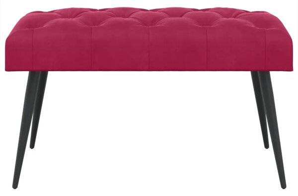 Klupa s gumbastim tkanjem Vinska crvena 80 x 40 x 46 cm Baršun - boja crnog vina 80 x 40 x 46 cm