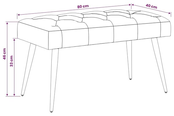 Klupa s gumbastim tkanjem Ružičasta 80 x 40 x 46 cm Baršun - Ružičasta 80 x 40 x 46 cm