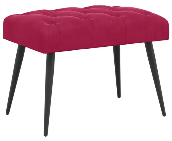 Klupa s gumbastim tkanjem Vinska crvena 60 x 40 x 45 cm Baršun - boja crnog vina 60 x 40 x 45 cm