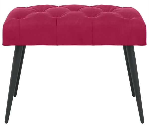 Klupa s gumbastim tkanjem Vinska crvena 60 x 40 x 45 cm Baršun - boja crnog vina 60 x 40 x 45 cm
