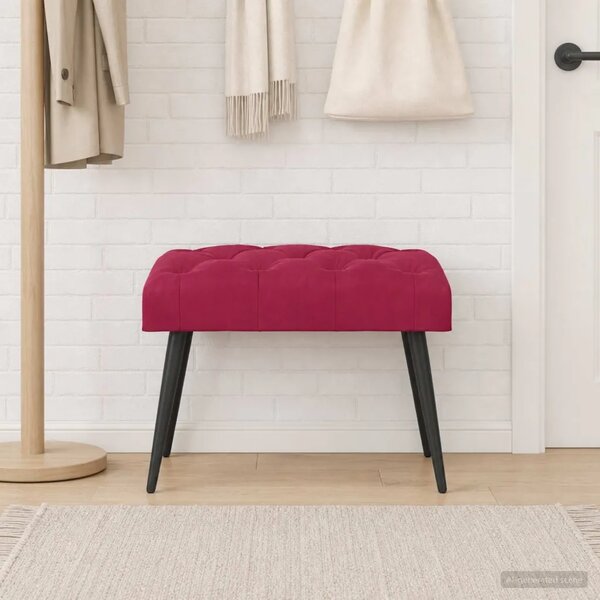 Klupa s gumbastim tkanjem Vinska crvena 60 x 40 x 45 cm Baršun - boja crnog vina 60 x 40 x 45 cm