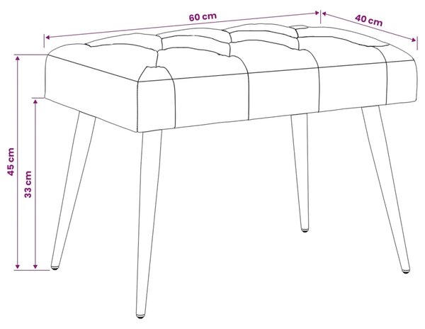 Klupa s gumbastim tkanjem Vinska crvena 60 x 40 x 45 cm Baršun - boja crnog vina 60 x 40 x 45 cm
