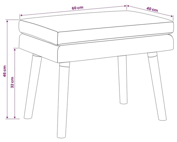 Klupa s dvostrukim slojem Krem 60 x 40 x 46 cm Tkanina - Krem 60 x 40 x 46 cm