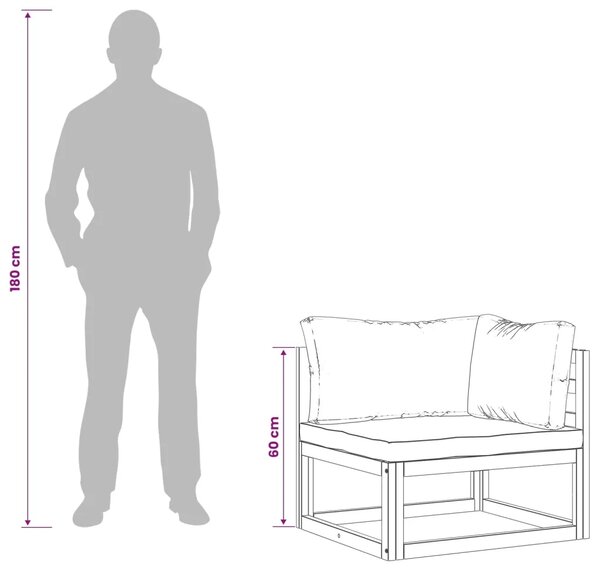 Kauč sa sjedećnicama u kutu Čvrsto drvo akacije Prirodna - Bež Kutna sofa